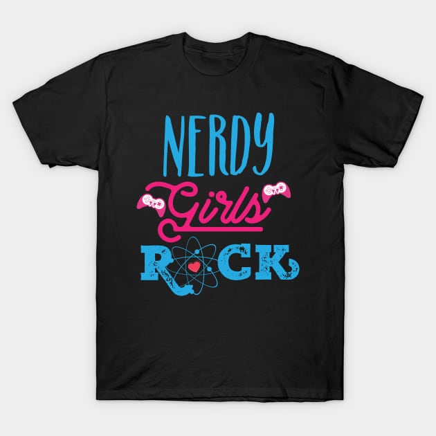 Nerdy Girls Rock Cute Geek Nerd Chic Gamer Science T-Shirt by osodesigns